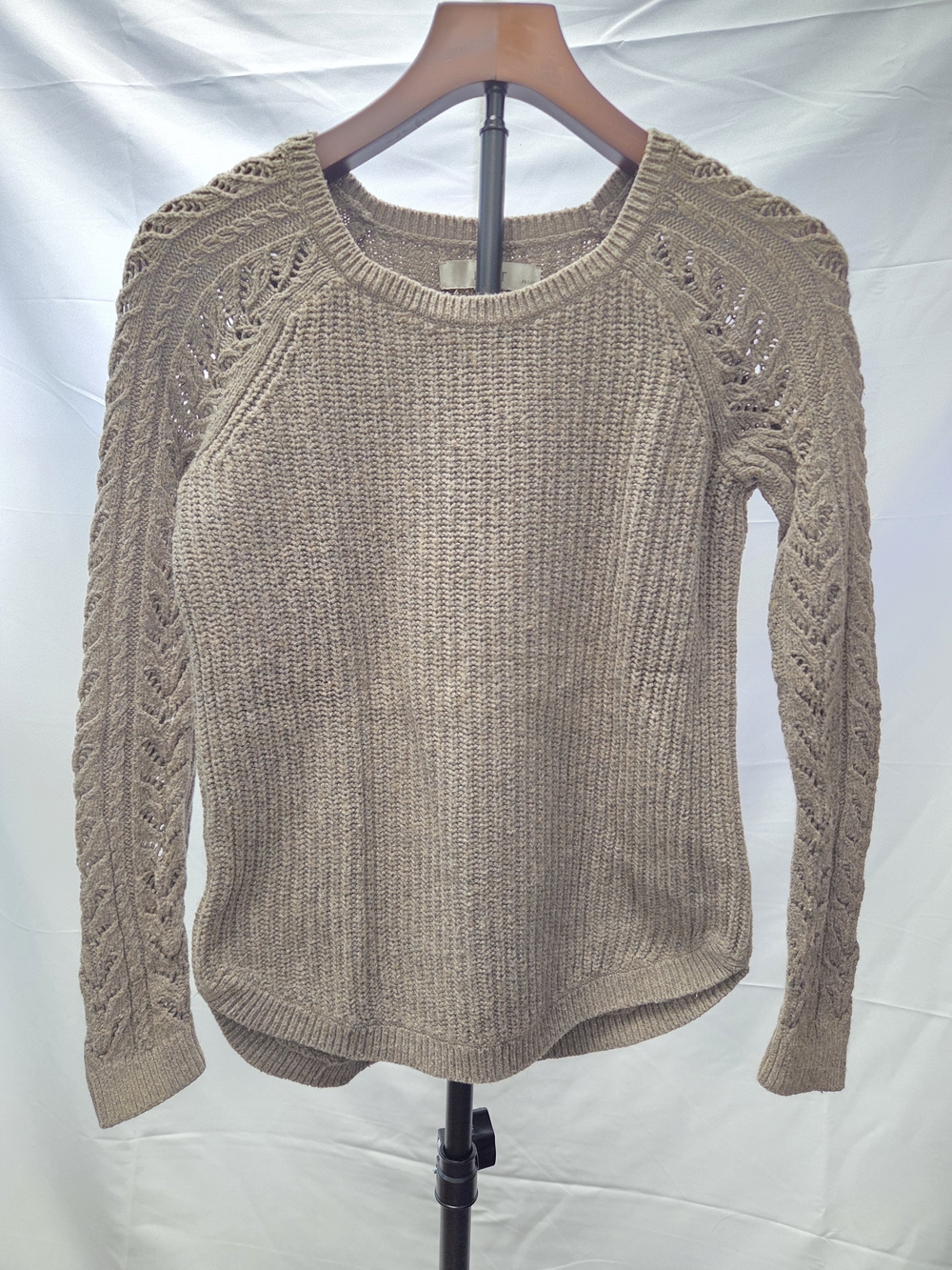 LOFT Taupe-Brown Knit Crewneck Sweater